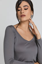 Load image into Gallery viewer, Dark Grey V Neck Top by SWL