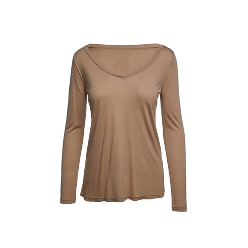 Light Brown V Neck Top