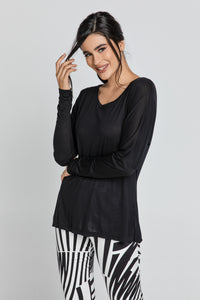 Black Top with Long Batwing Sleeves by SWL