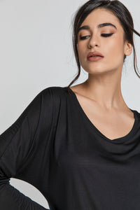 Black Top with Long Batwing Sleeves by SWL