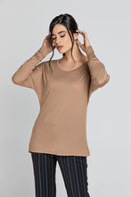 Load image into Gallery viewer, Light Brown Top with Long Batwing Sleeves