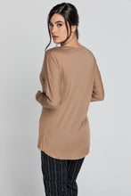 Load image into Gallery viewer, Light Brown Top with Long Batwing Sleeves