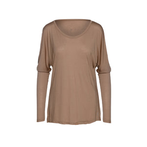 Light Brown Top with Long Batwing Sleeves