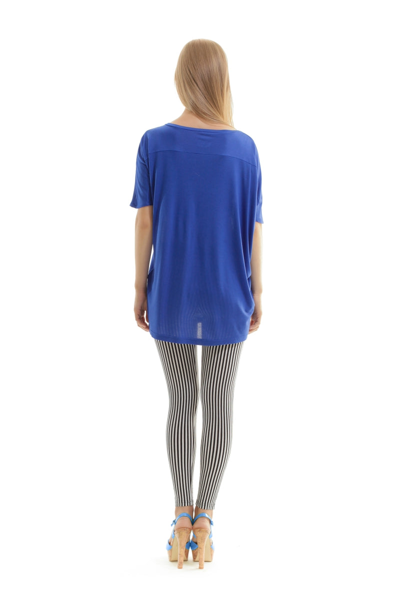 Conquista Τουνίκ Longline Casual Κοντομάνικο Στρογγυλή Λαιμόκοψη Μονόχρωμη Μπλε Micromodal Κασμίρ MA-405-12