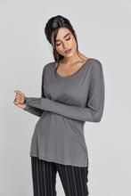Load image into Gallery viewer, Dark Grey Top with Long Batwing Sleeves