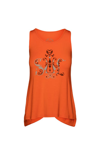 Racer Back Print Top in Orange