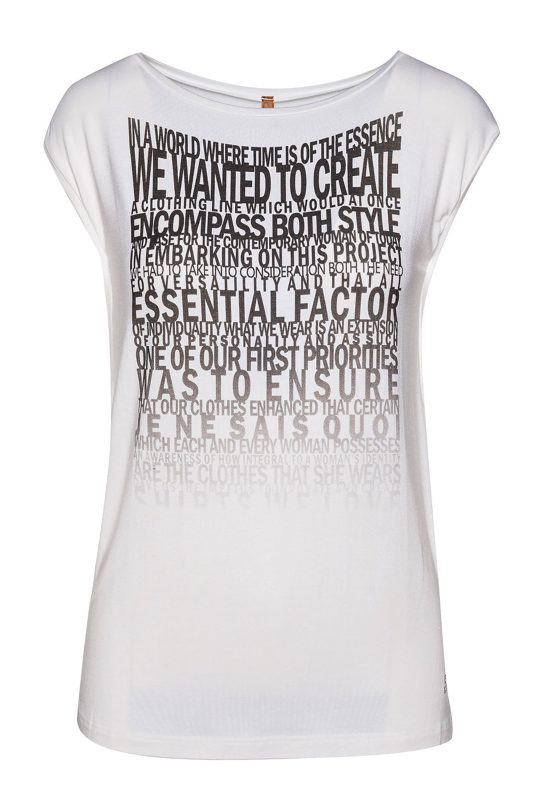 Sleeveless White Top with Word Print