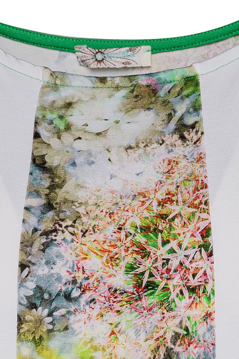 Conquista Φόρεμα Mini Casual Αμάνικο Στρογγυλή Λαιμόκοψη Plus Size Μεγάλα Μεγέθη Εμπριμέ Βισκόζη Ελαστάνη Πράσινο P540-004-17