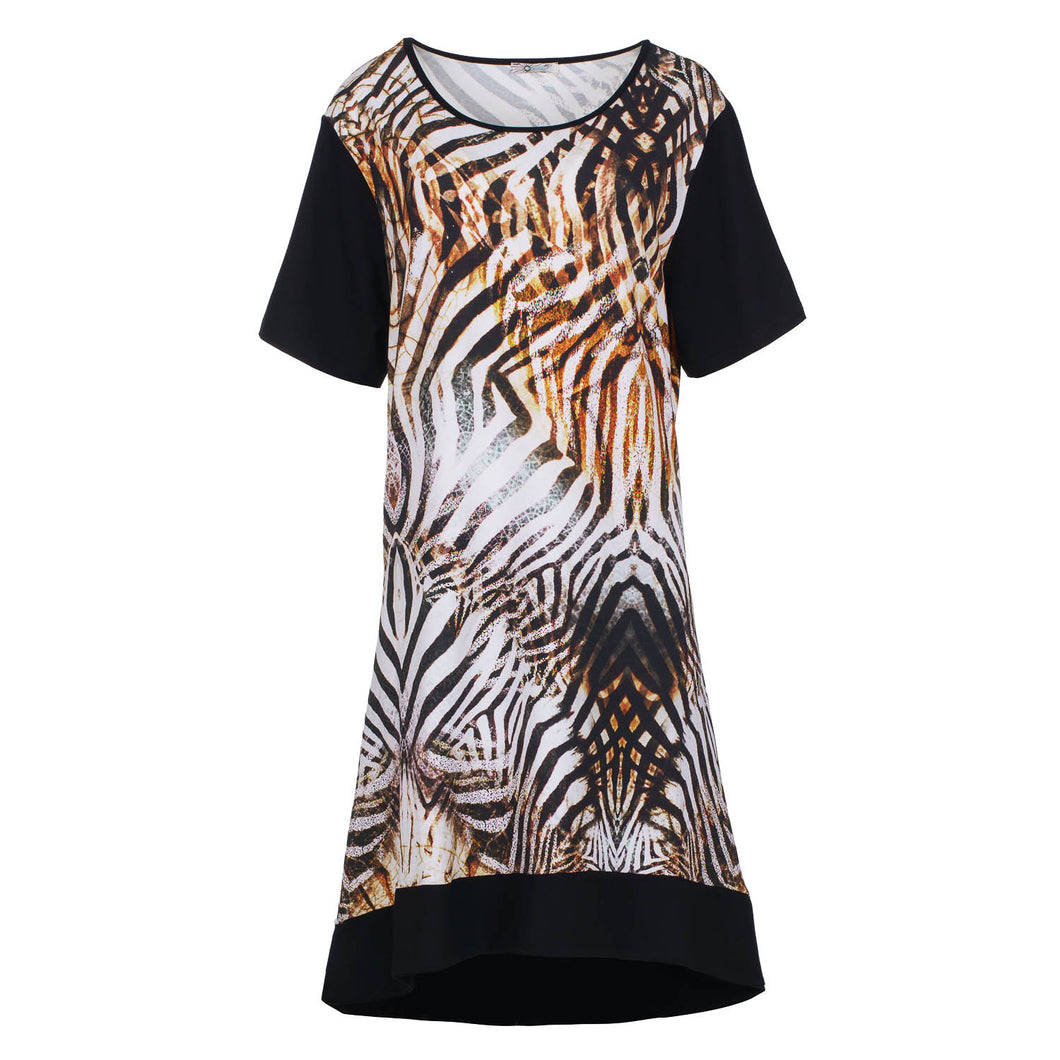 Short Sleeve Tiger Print Dress