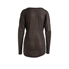 Load image into Gallery viewer, Brown Knit Top with Long Batwing Sleeves in Stretch Jersey Sustainable Fabric
