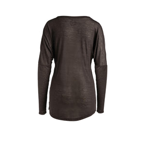Brown Knit Top with Long Batwing Sleeves in Stretch Jersey Sustainable Fabric