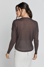 Load image into Gallery viewer, Dark Brown Top with Faux Leather Detail