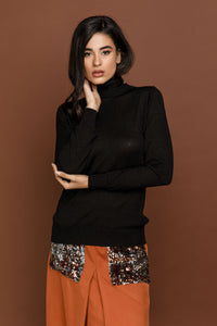 Black Turtleneck Pullover Si Fashion
