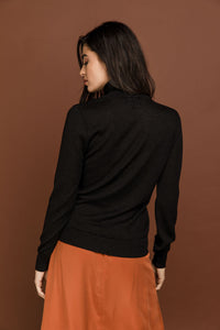Black Turtleneck Pullover Si Fashion