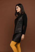 Load image into Gallery viewer, Black Dress with Faux Leather Detail by Si Fashion