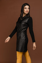 Load image into Gallery viewer, Black Dress with Faux Leather Detail by Si Fashion