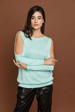 Load image into Gallery viewer, Mint Green Cold Shoulder Top by Si Fashion