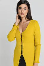 Load image into Gallery viewer, Long Dark Yellow Knit Cardigan