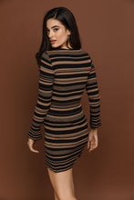Load image into Gallery viewer, Striped Knit Camel Dress by Si Fashion