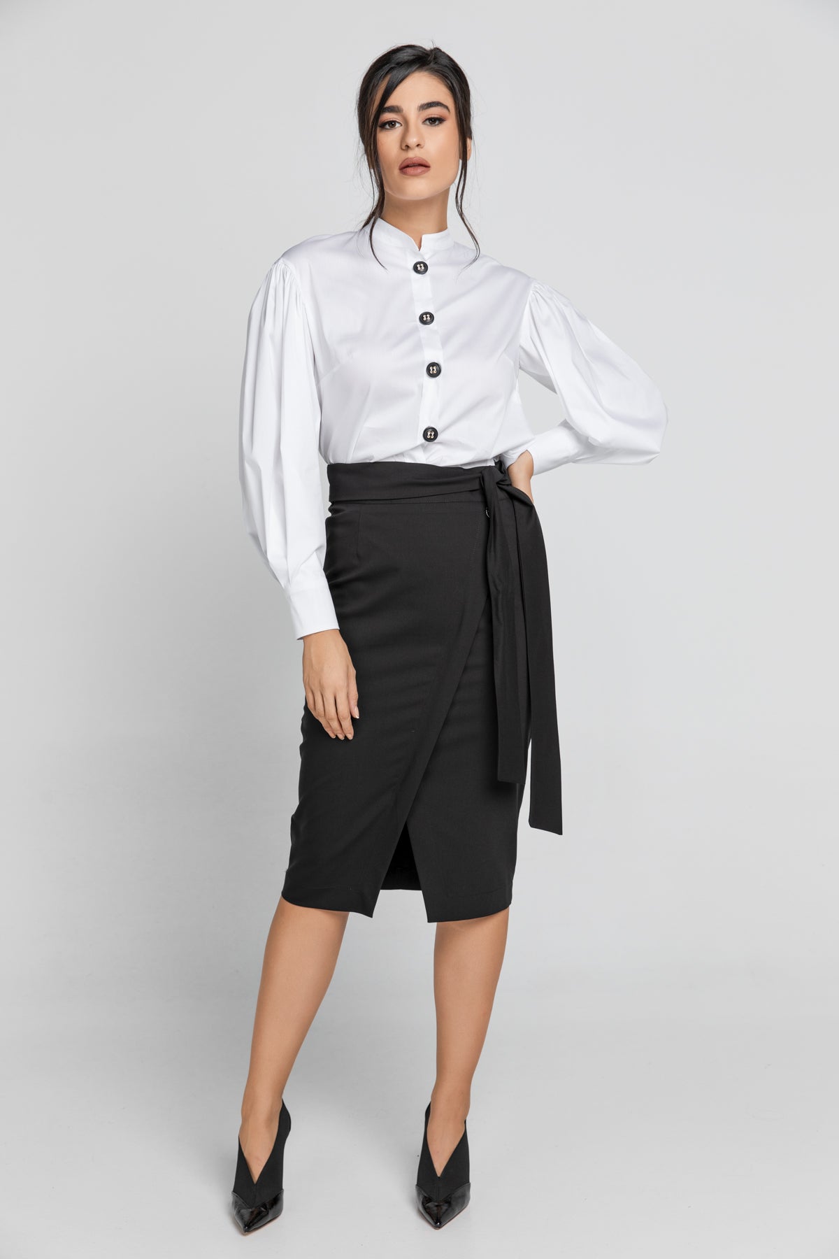 White Shirt with Bishop Sleeves