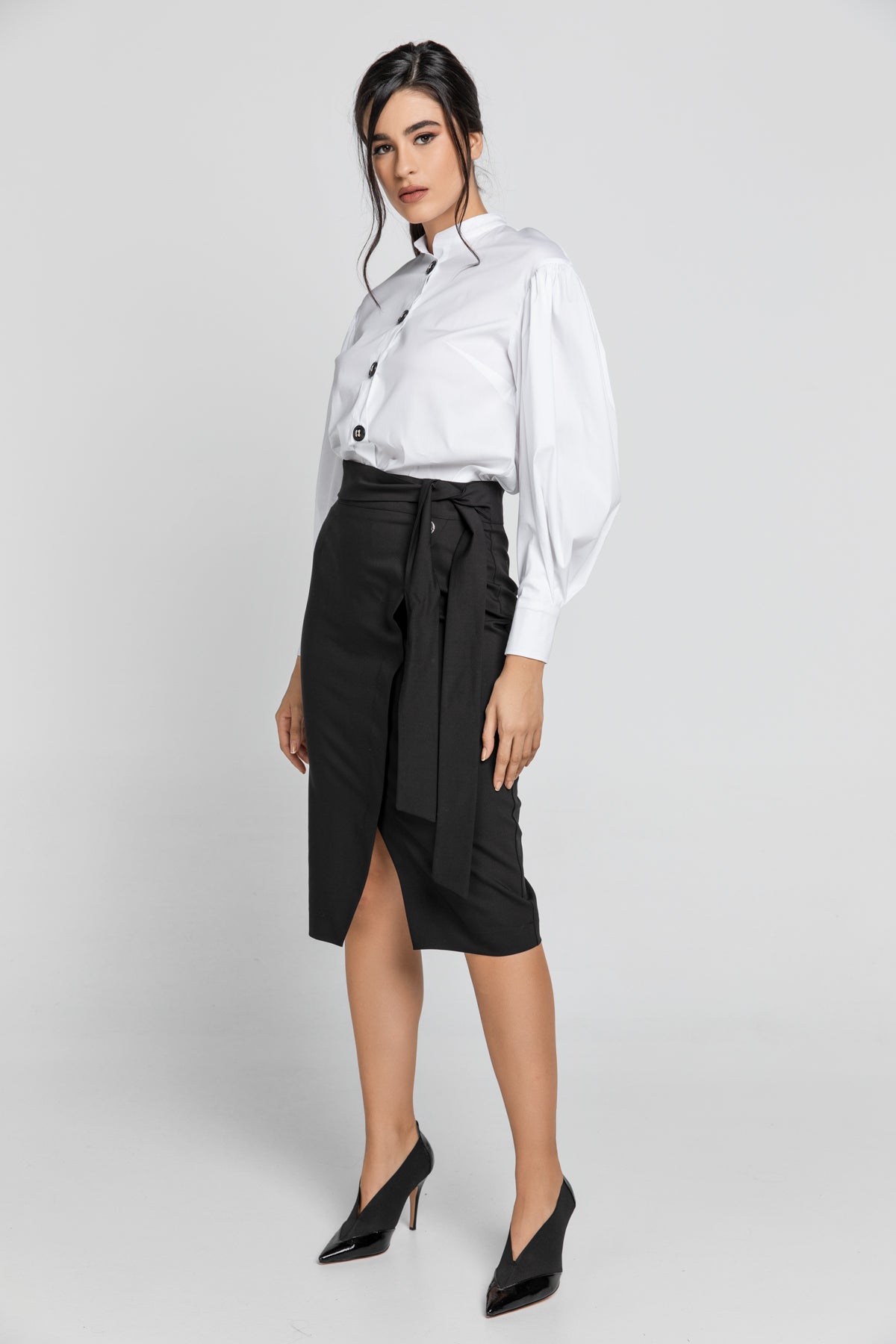 White Shirt with Bishop Sleeves