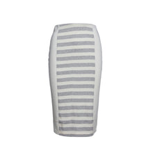Load image into Gallery viewer, Ecru and Grey Striped Pencil Skirt