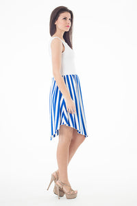 Contrast Fabric Sleeveless Striped Dress