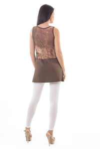 Sleeveless A Line Tunic in Brown