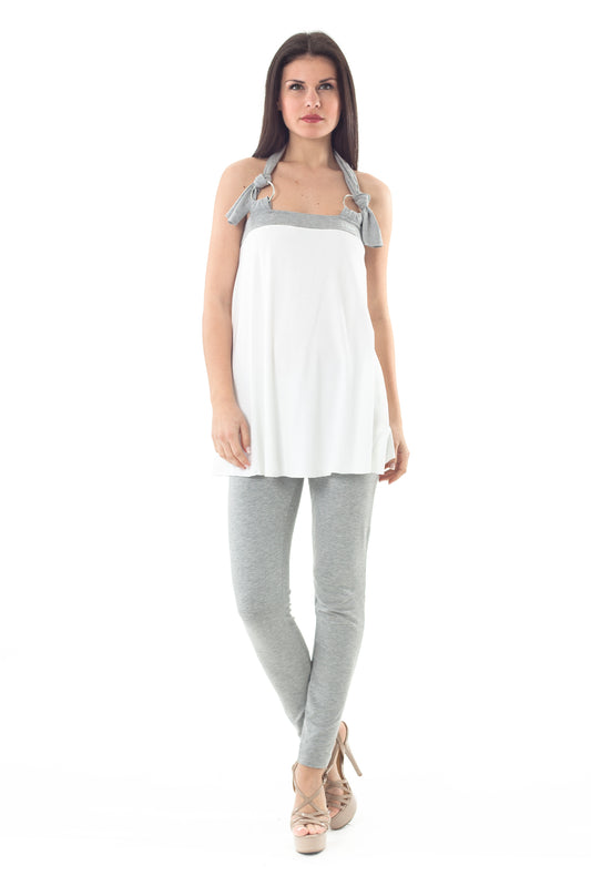 Conquista Τοπ Longline Casual Αμάνικο Με Τιράντες Μονόχρωμο Γκρι Y31.023