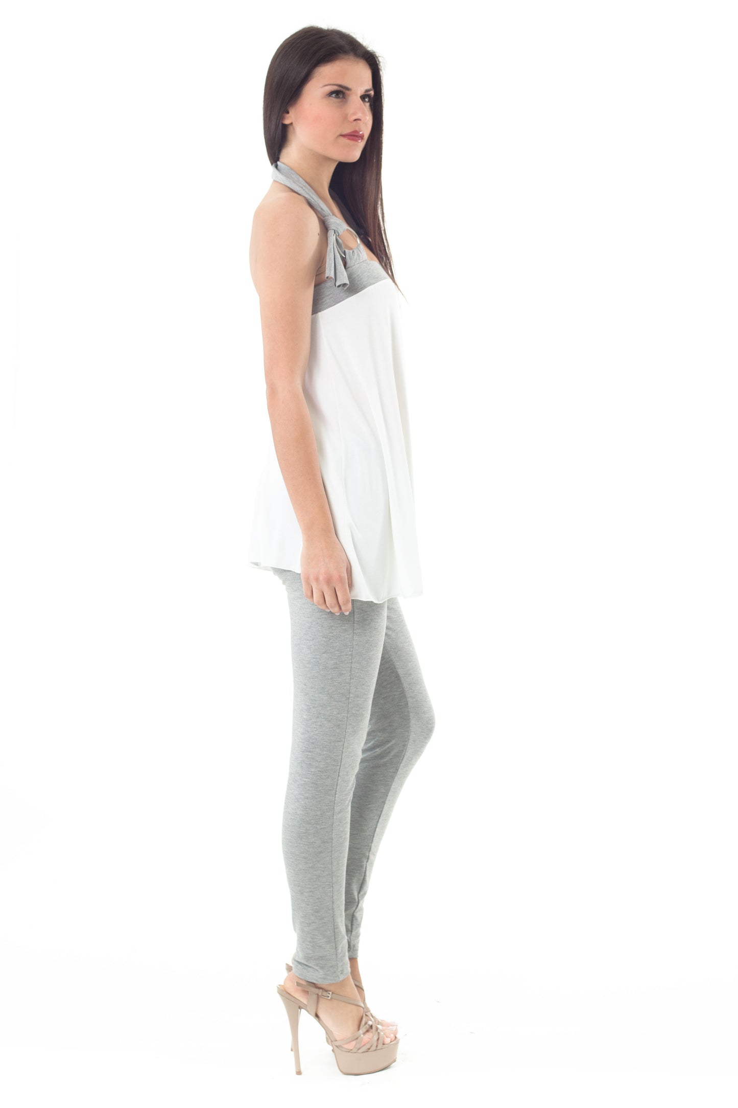 Conquista Τοπ Longline Casual Αμάνικο Με Τιράντες Μονόχρωμο Γκρι Y31.023