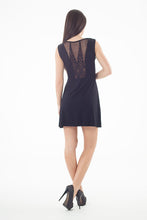 Load image into Gallery viewer, Lace Detail Skater Dress in Black