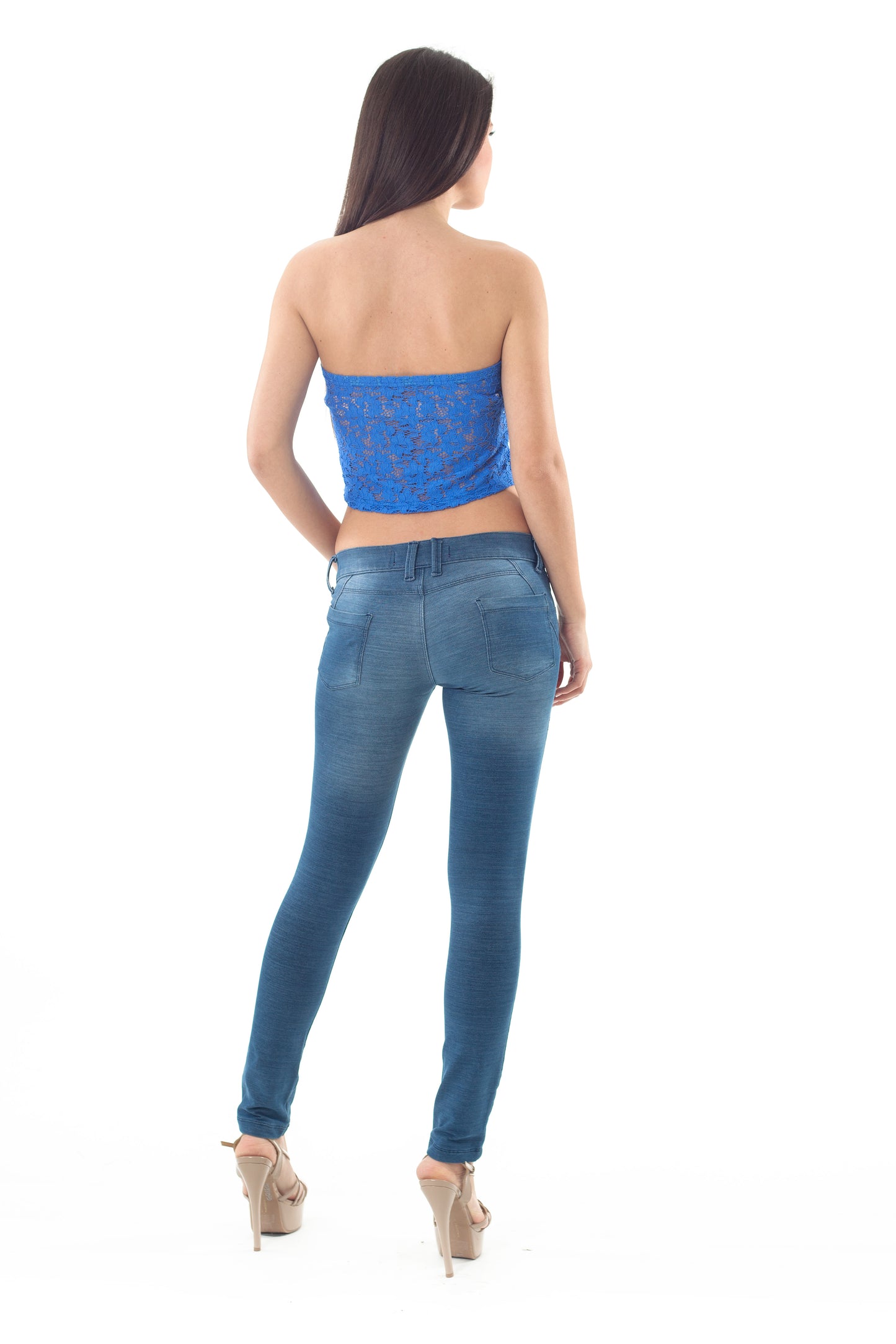Conquista Τοπ Strapless Βραδινό Με Δαντέλα Μονόχρωμο Μπλε Y31-096-12