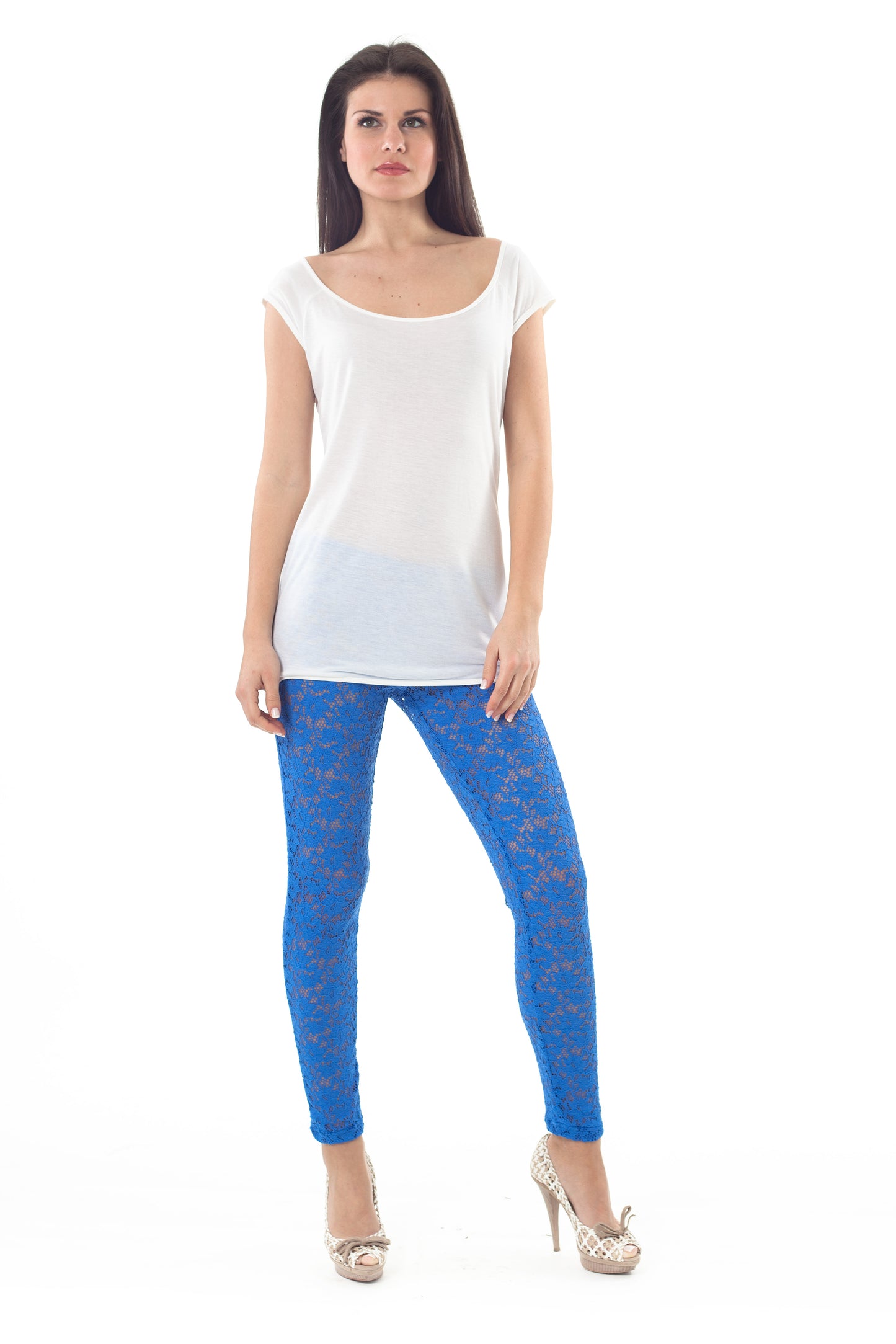 Conquista Κολάν Casual Μακρύ Δαντέλα Floral Μπλε Y31.097-12