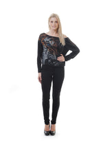 Load image into Gallery viewer, Low Back Sheer Print Top in Black