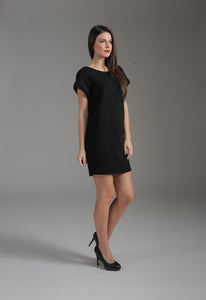 Loose Fit Sleeveless Mini Dress with Button Detail