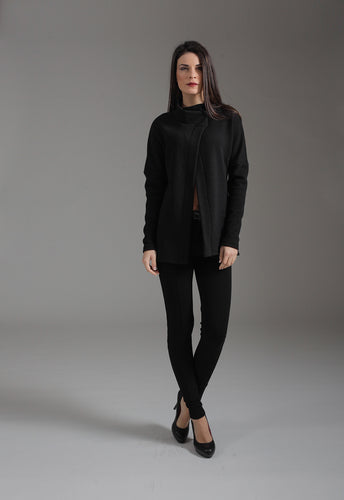 Knit Jacquard Jacket with Batwing Sleeves