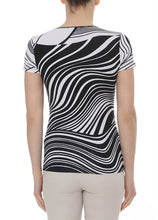 Load image into Gallery viewer, Round Neck Print Top Black